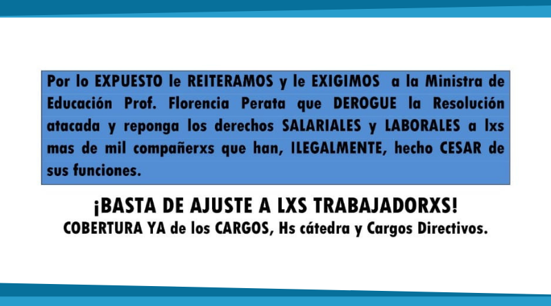 Exigimos al Ministerio de Educación el cumplimiento de las cautelares