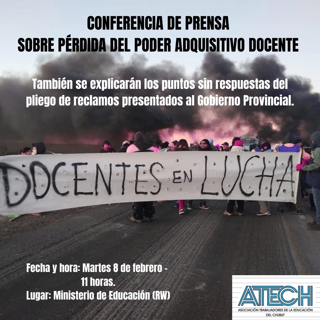 ATECh presentará un informe sobre la pérdida del poder adquisitivo del salario docente y los puntos sin respuestas del pliego de reclamos