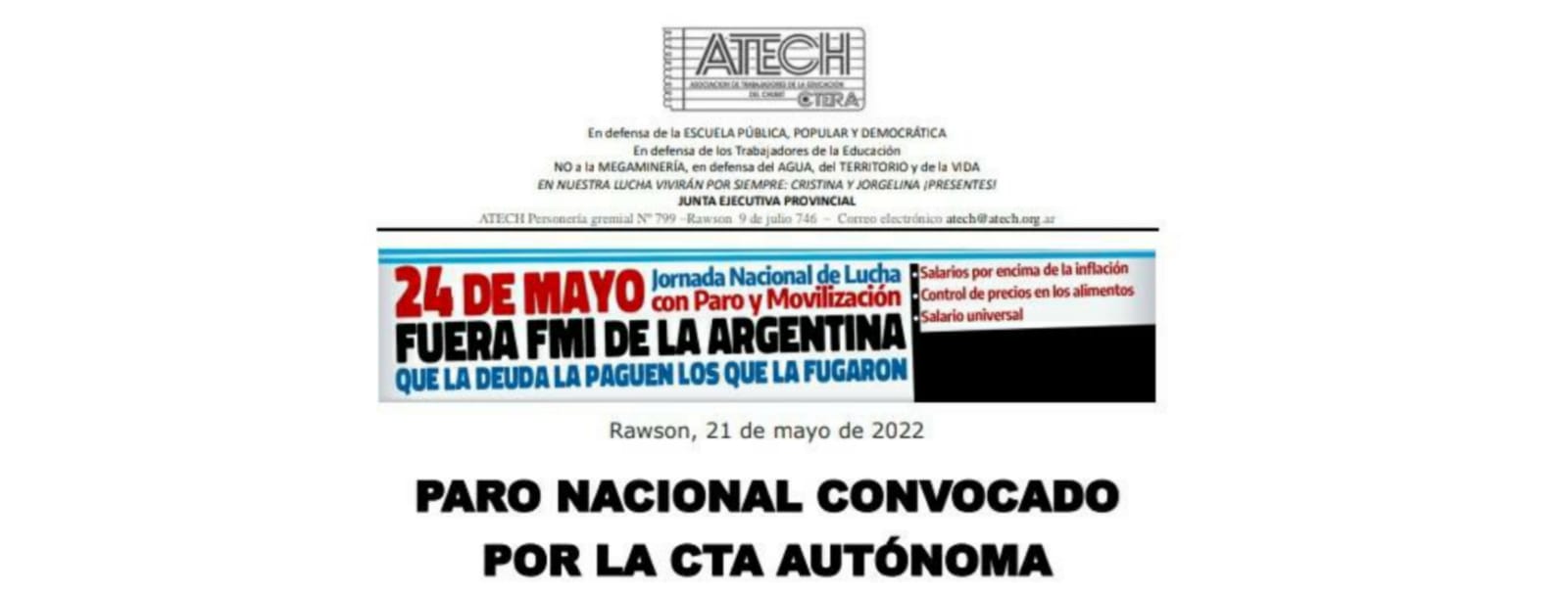 Paro Nacional convocado por la CTA Autónoma