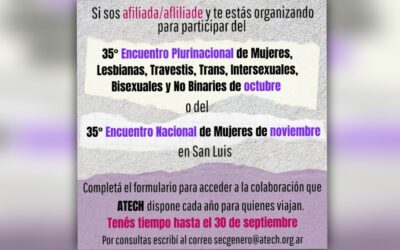 35° Encuentro Plurinacional de Mujeres, Lesbianas, Travestis, Trans, Intersexuales, Bisexuales y No Binaries de octubre y 35° Encuentro Nacional de Mujeres de noviembre en San Luis