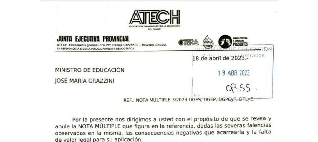 Sistema de evaluación: ATECH solicitó al gobierno la anulación de la nota múltiple