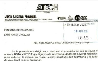 Sistema de evaluación: ATECH solicitó al gobierno la anulación de la nota múltiple